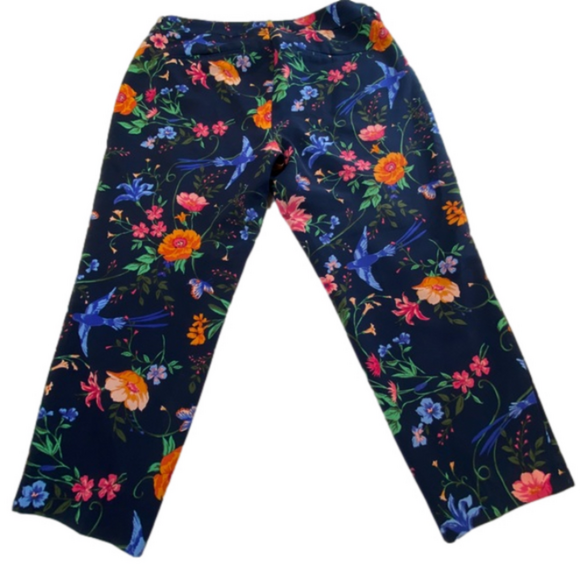 Old Navy Cropped Floral Dress Pants Navy Blue Womens XXL Mid Rise - Picture 7 of 11
